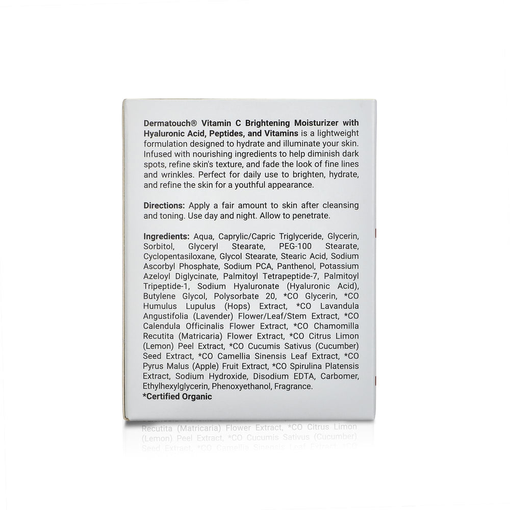 DERMATOUCH Vitamin C Moisturizer texture closeup shows smooth application and plump skin.