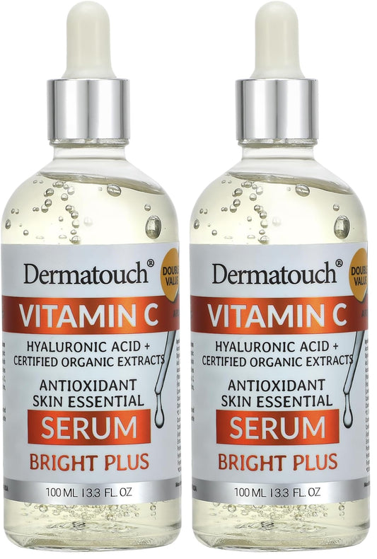 DERMATOUCH Vitamin C Serum bottle pour for brightening and hydrating skin