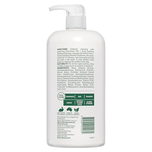 Dermaveen Oatmeal Conditioner pour shot highlights easy application and even distribution.