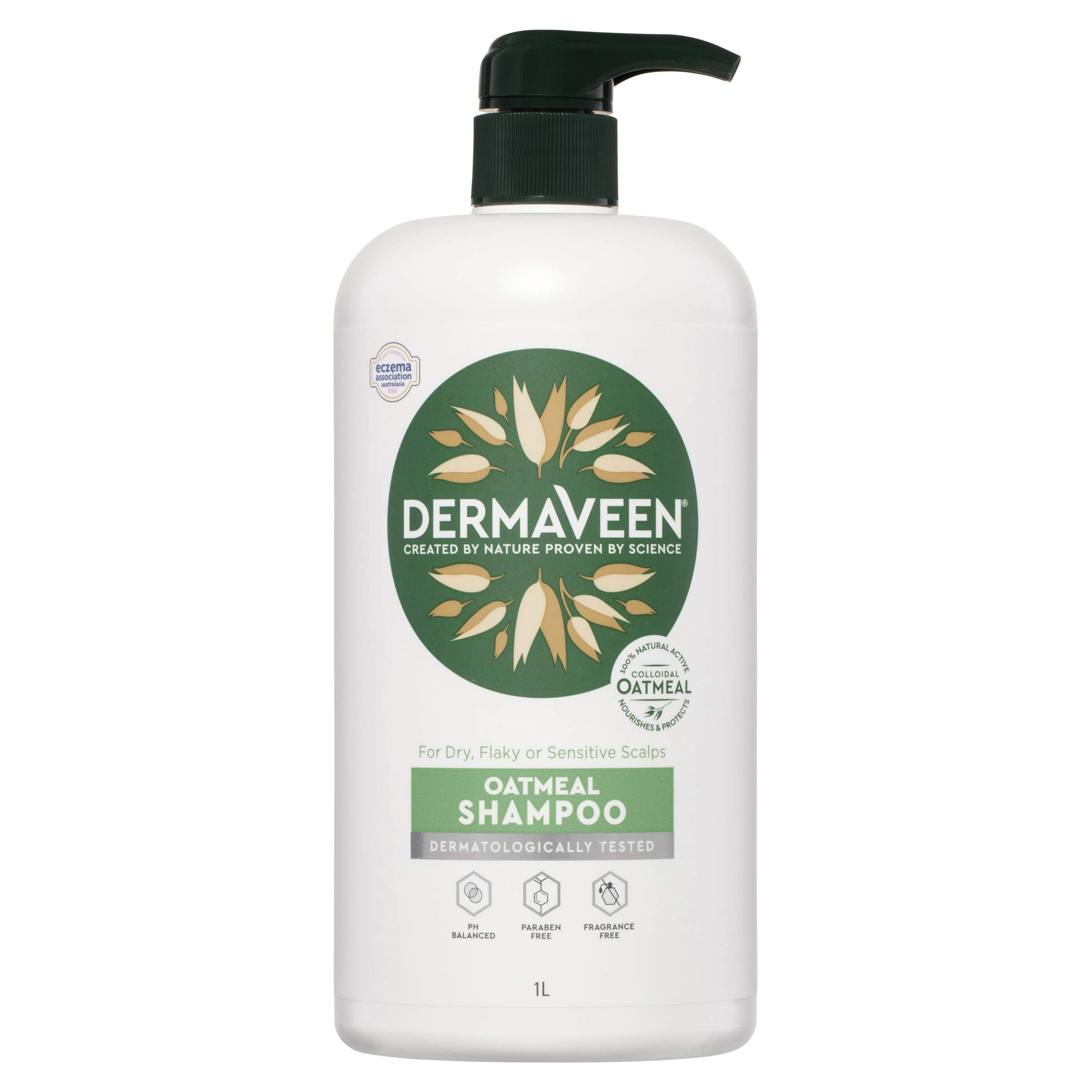 Dermaveen Oatmeal Shampoo bottle with gentle, pH-balanced care for sensitive scalps.