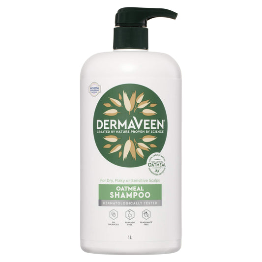 Dermaveen Oatmeal Shampoo bottle with gentle, pH-balanced care for sensitive scalps.