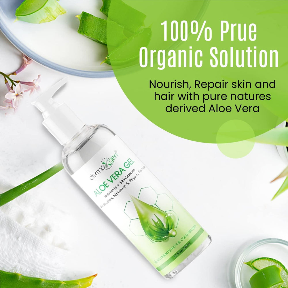 DERMAXGEN Aloe Vera Gel exfoliates softly to support a radiant, even skin tone.