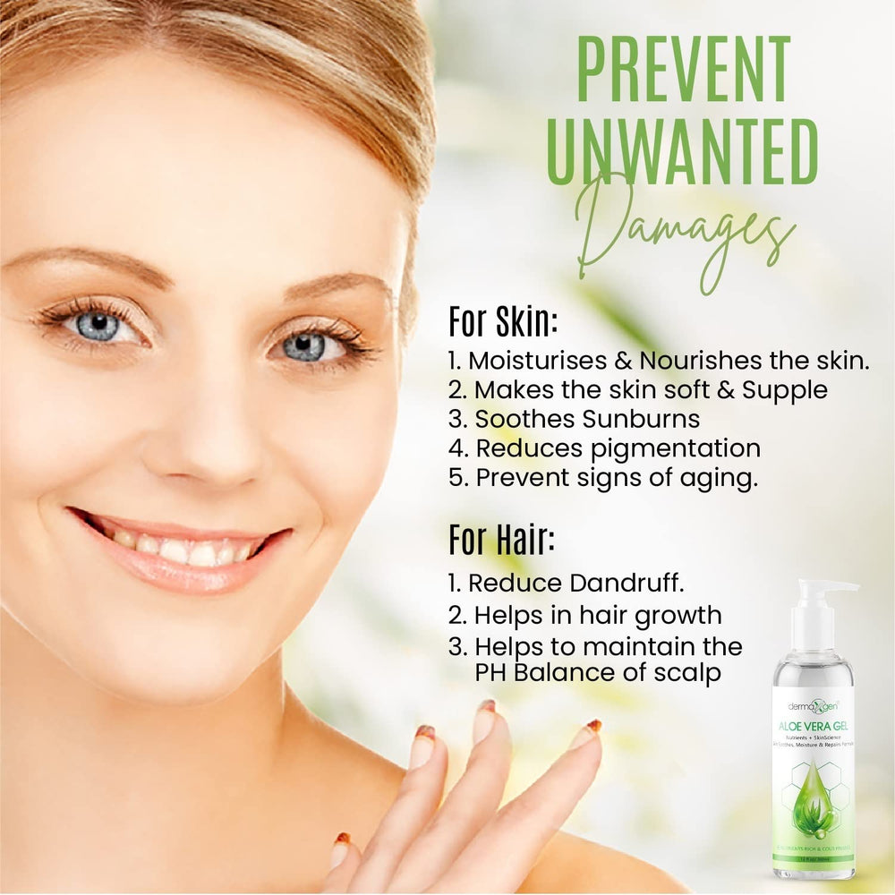 DERMAXGEN Aloe Vera Gel for scalp and hair helps reduce dryness and flaking.