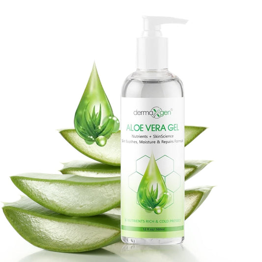 DERMAXGEN Aloe Vera Gel with Witch Hazel soothes facial skin and refreshes.
