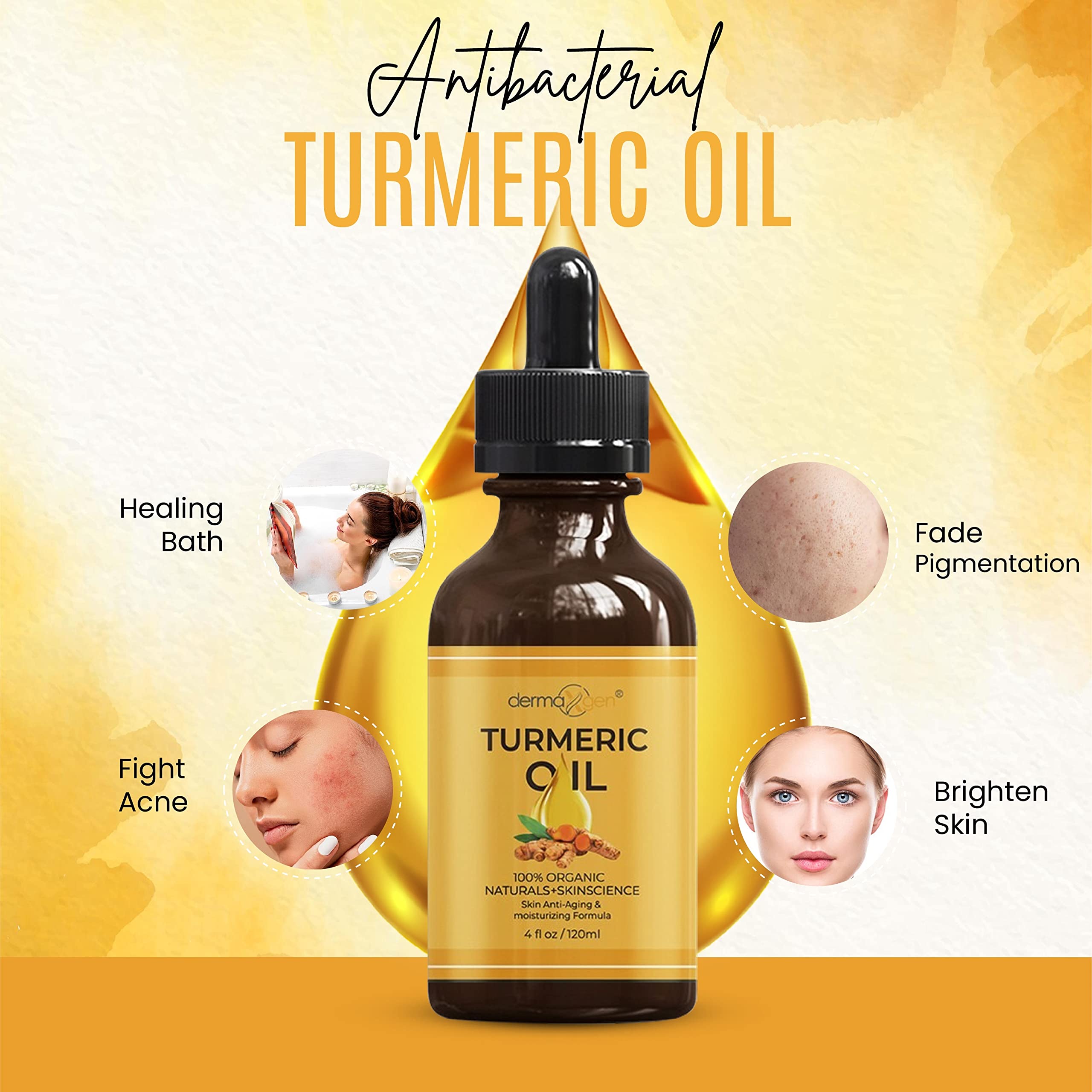 DERMAXGEN turmeric oil dropper ready for daily skincare routine