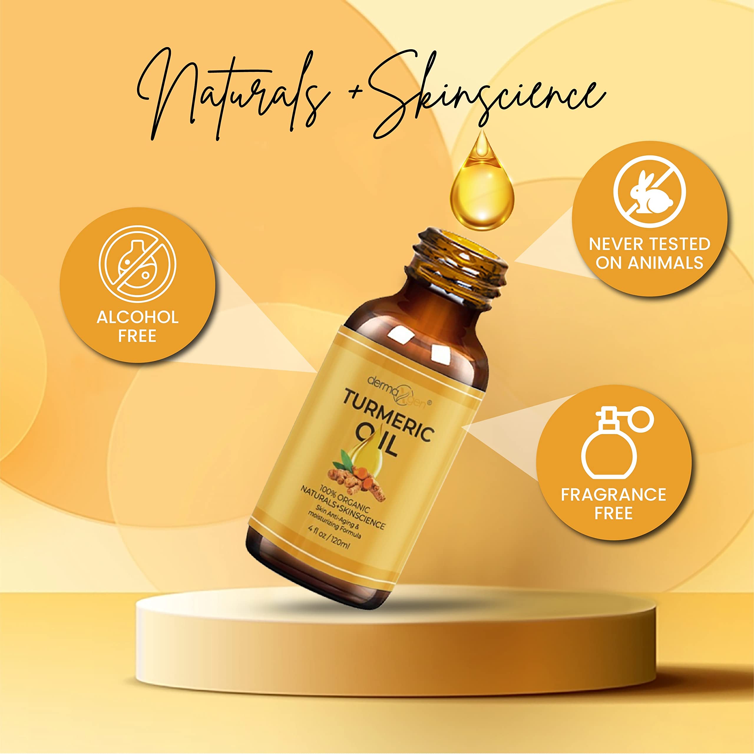 DERMAXGEN turmeric oil texture close-up showing silky hydration