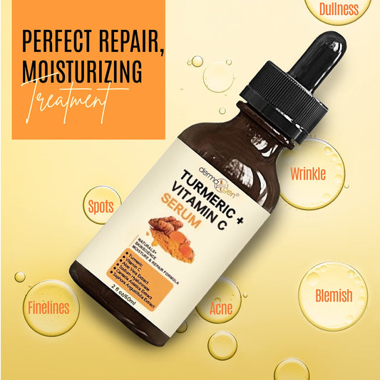 DERMAXGEN Turmeric Serum being applied for a hydrated glow.