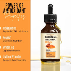 DERMAXGEN Turmeric Vitamin C Serum label closeup emphasizes organic ingredients.