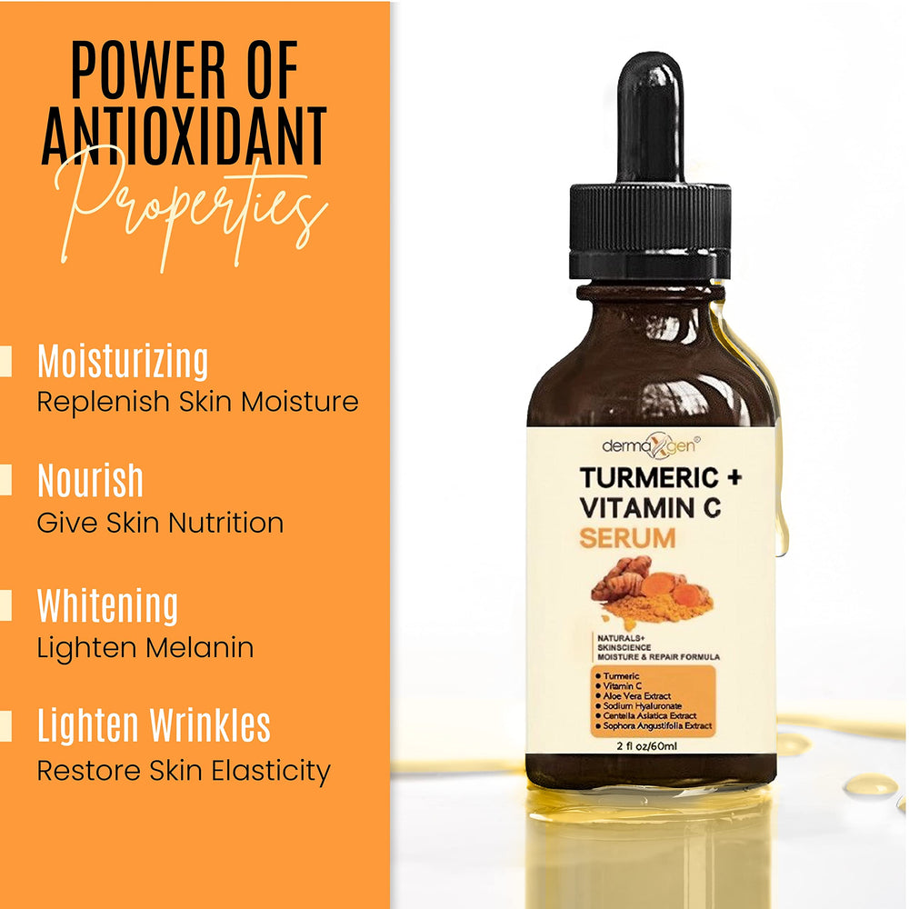 DERMAXGEN Vitamin C serum bottle highlighting brighter skin potential.