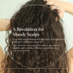 Dermazen Nourishing Conditioner creamy texture swatch suggesting silky, frizz-free shine.