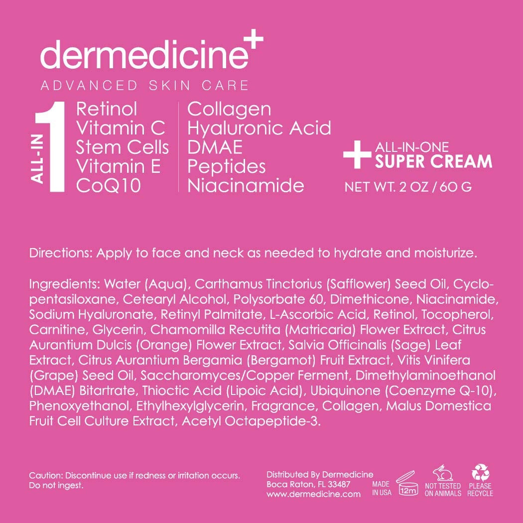 Dermedicine All-In-One Anti-Aging Cream retail box and jar ready for daily use