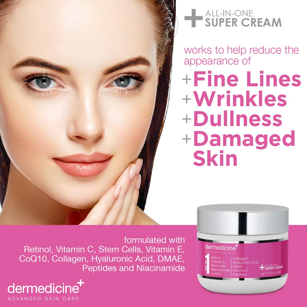 Dermedicine All-In-One Anti-Aging Cream jar with cream texture and vitamin C brightening