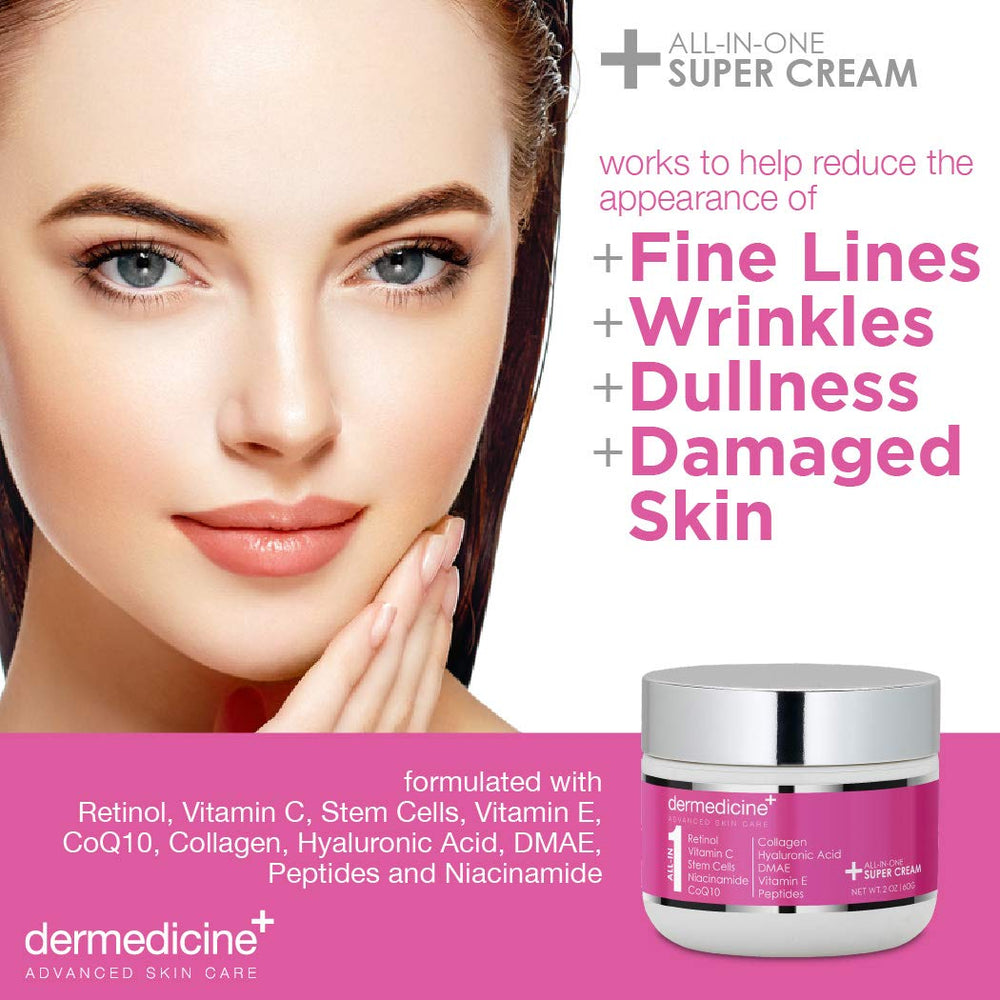 Dermedicine All-In-One Anti-Aging Cream jar with cream texture and vitamin C brightening
