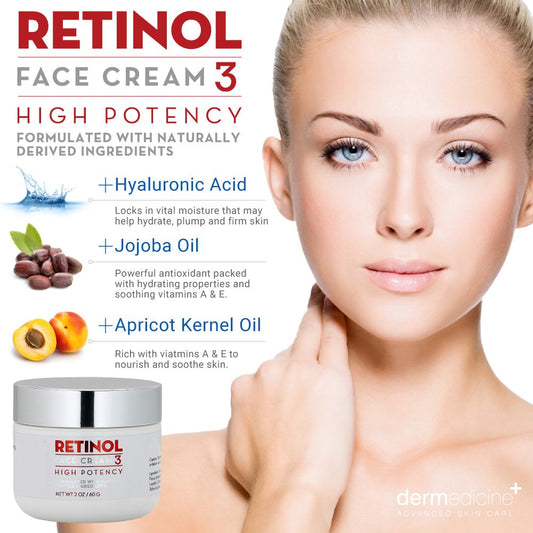 Dermedicine Retinol Cream 3% Blend jar shows rich texture and deep hydration.