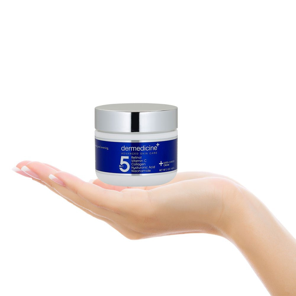Dermedicine skin close-up shows a subtle glow from nourishing formula.
