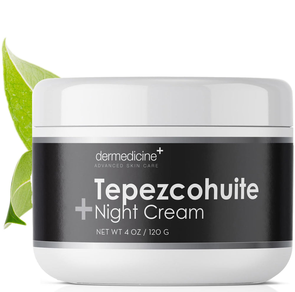 Dermedicine Tepezcohuite Original cream in jar shows overnight hydration potential.