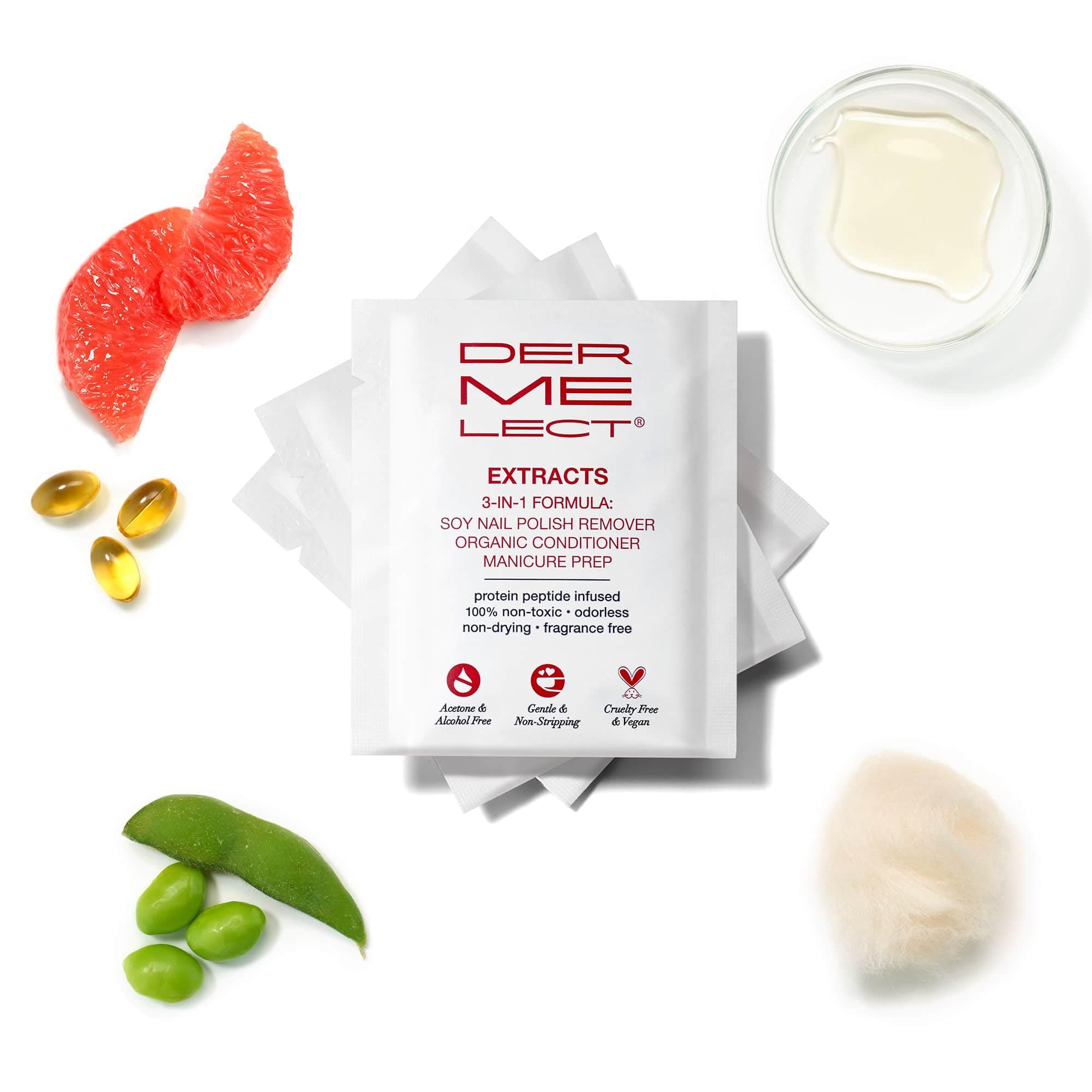 Scentless, acetone-free Dermelect Extracts formula for sensitive nails