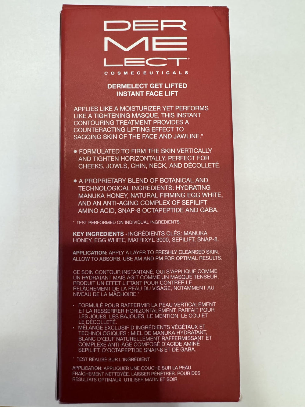 Dermelect Get Lifted product packaging ready for your daily routine.