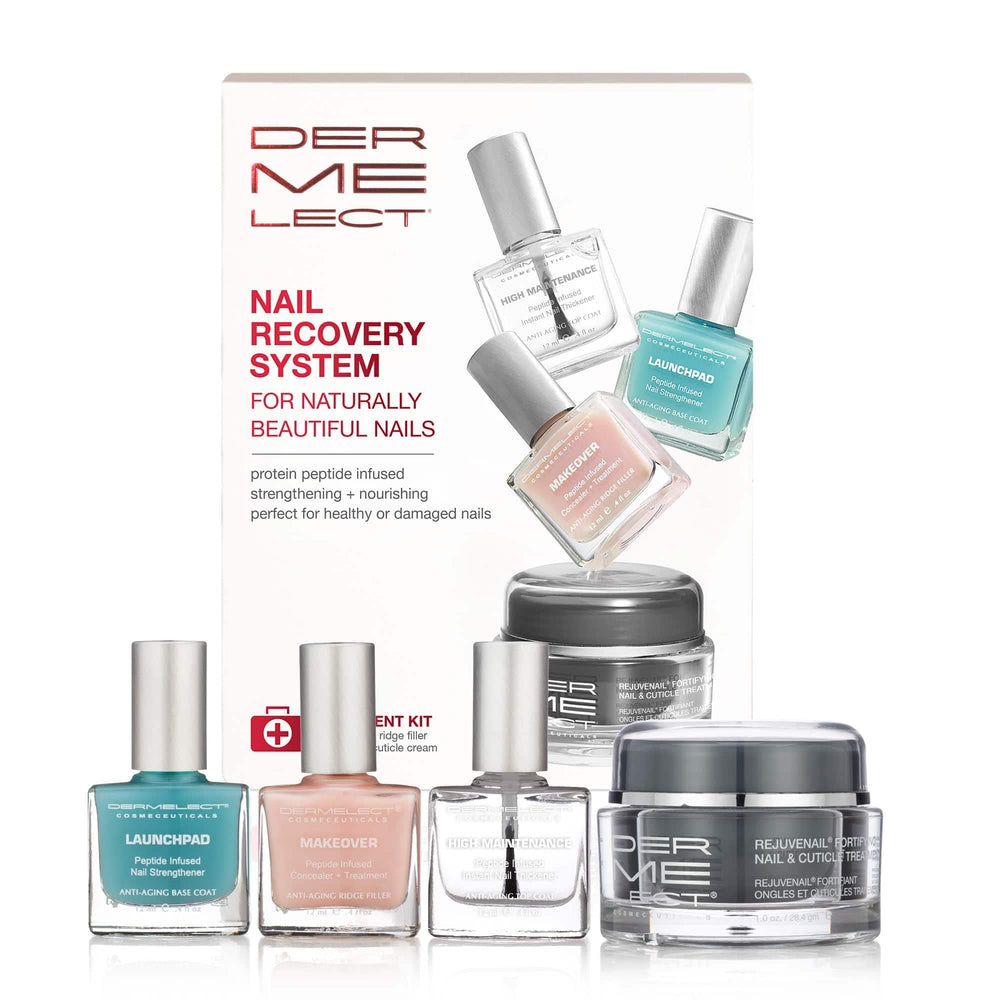 Dermelect Nail Recovery keratin peptide formula nourishes brittle nails.