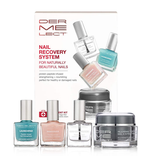 Dermelect Nail Recovery keratin peptide formula nourishes brittle nails.