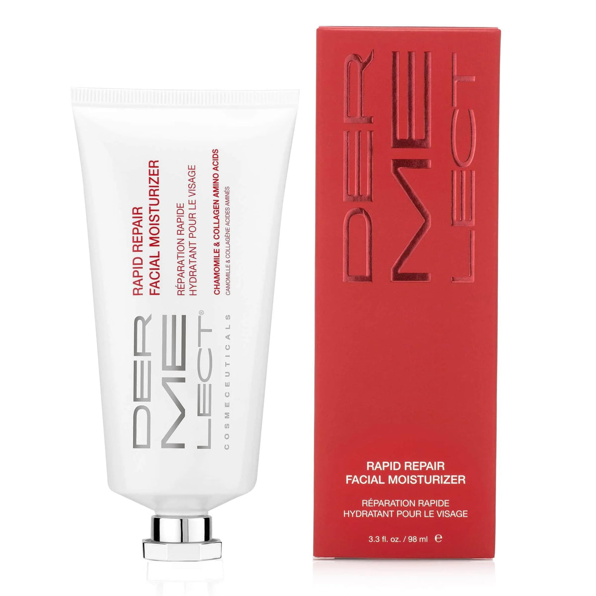 Dermelect Rapid Repair Facial Moisturizer in jar delivers silky, non-greasy hydration.