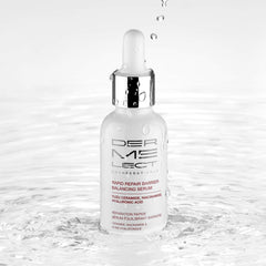 Dermelect Rapid Repair Serum application motion suggests daily use.