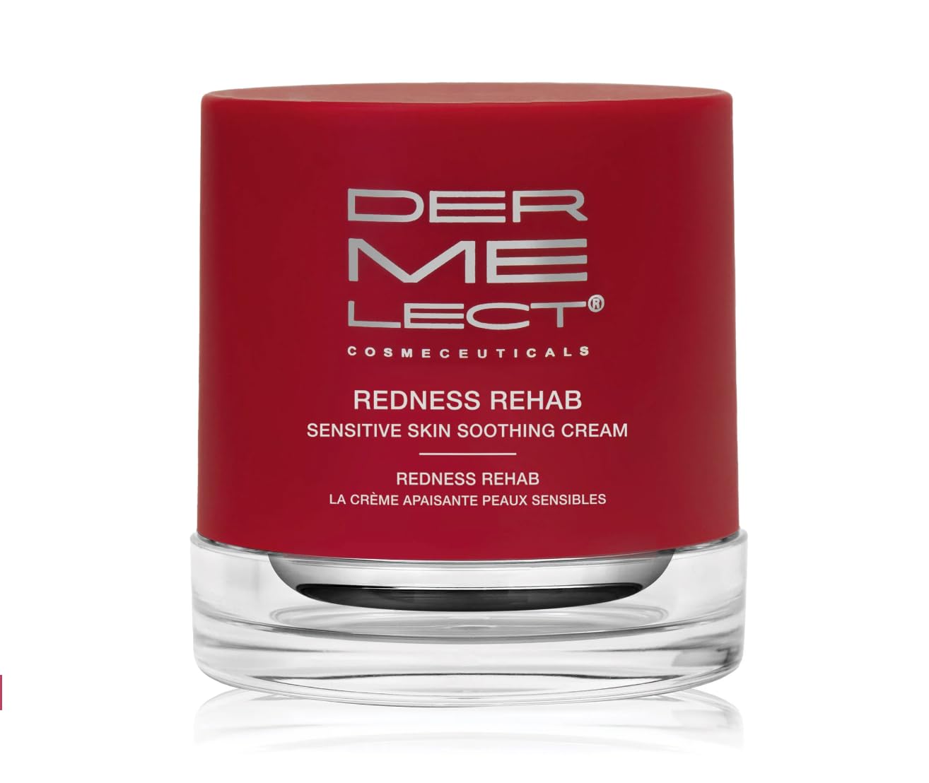 Dermelect Redness Rehab cream tube provides soothing hydration for sensitive skin.