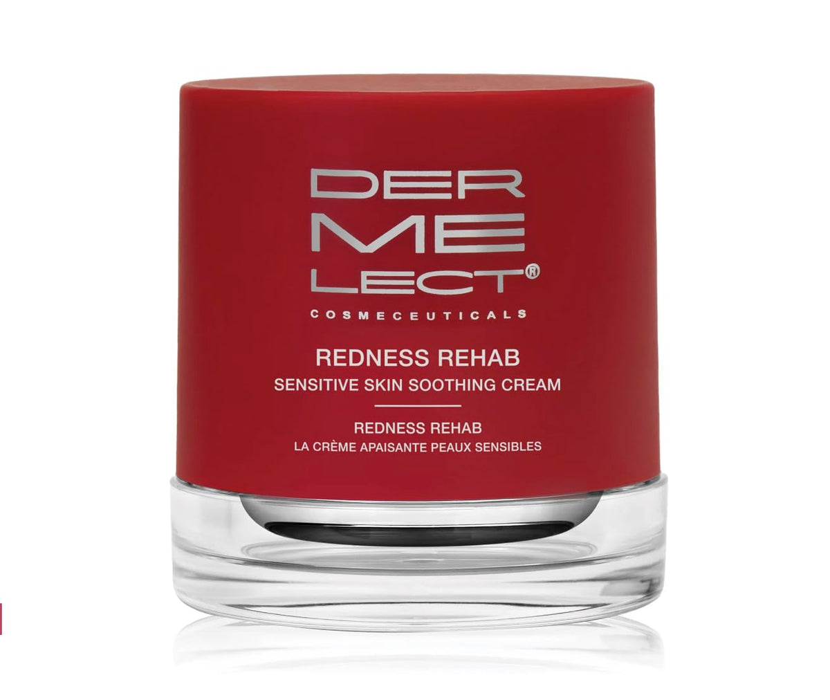 Dermelect Redness Rehab cream tube provides soothing hydration for sensitive skin.