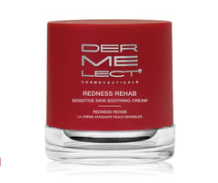 Dermelect Redness Rehab cream tube provides soothing hydration for sensitive skin.