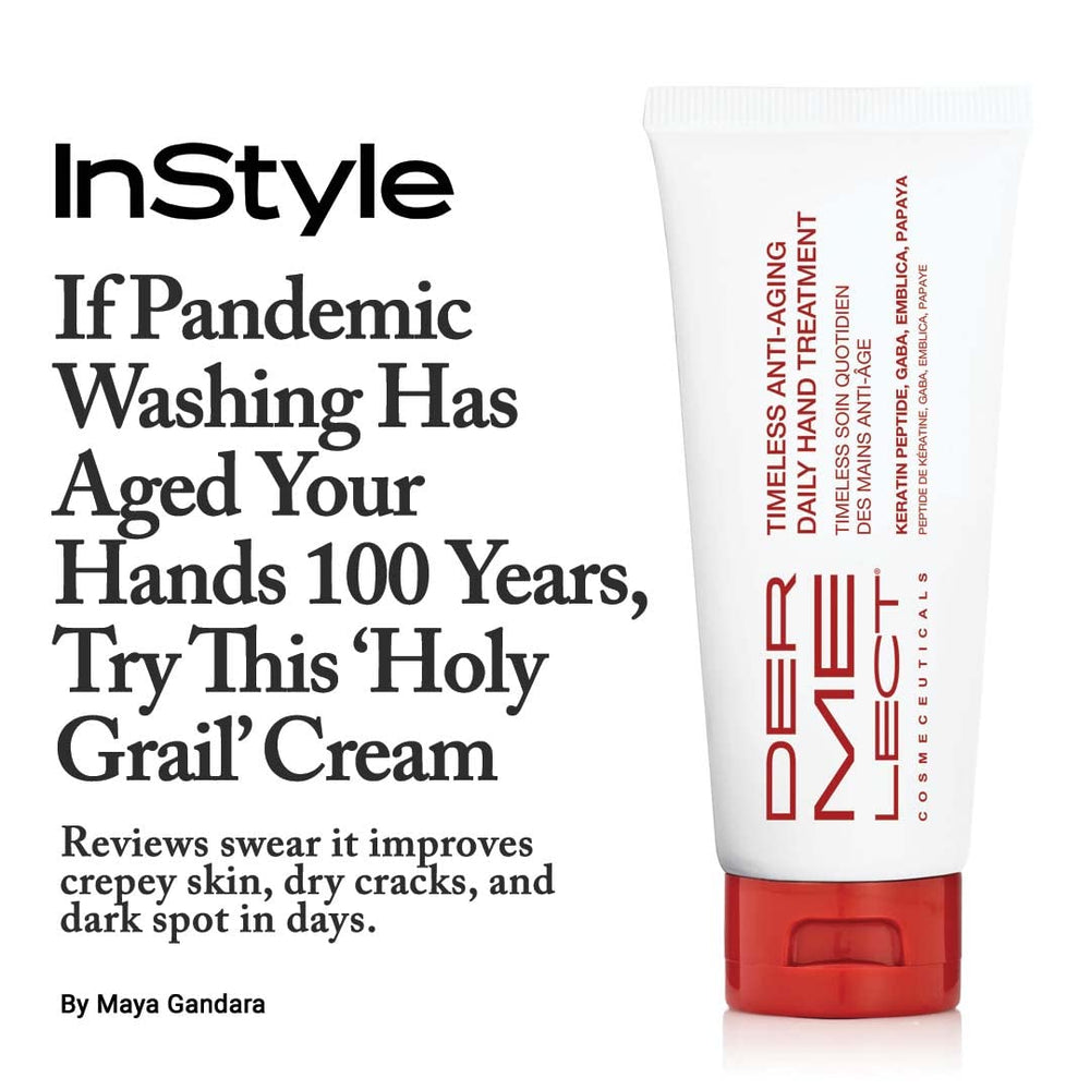 Dermelect Timeless Hand Treatment pump dispenses a light, hydrating moisturizer for washed hands