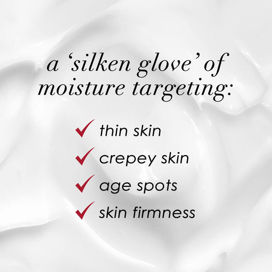 Dermelect Timeless Hand Treatment texture close-up highlights a grease-free, powdery cream