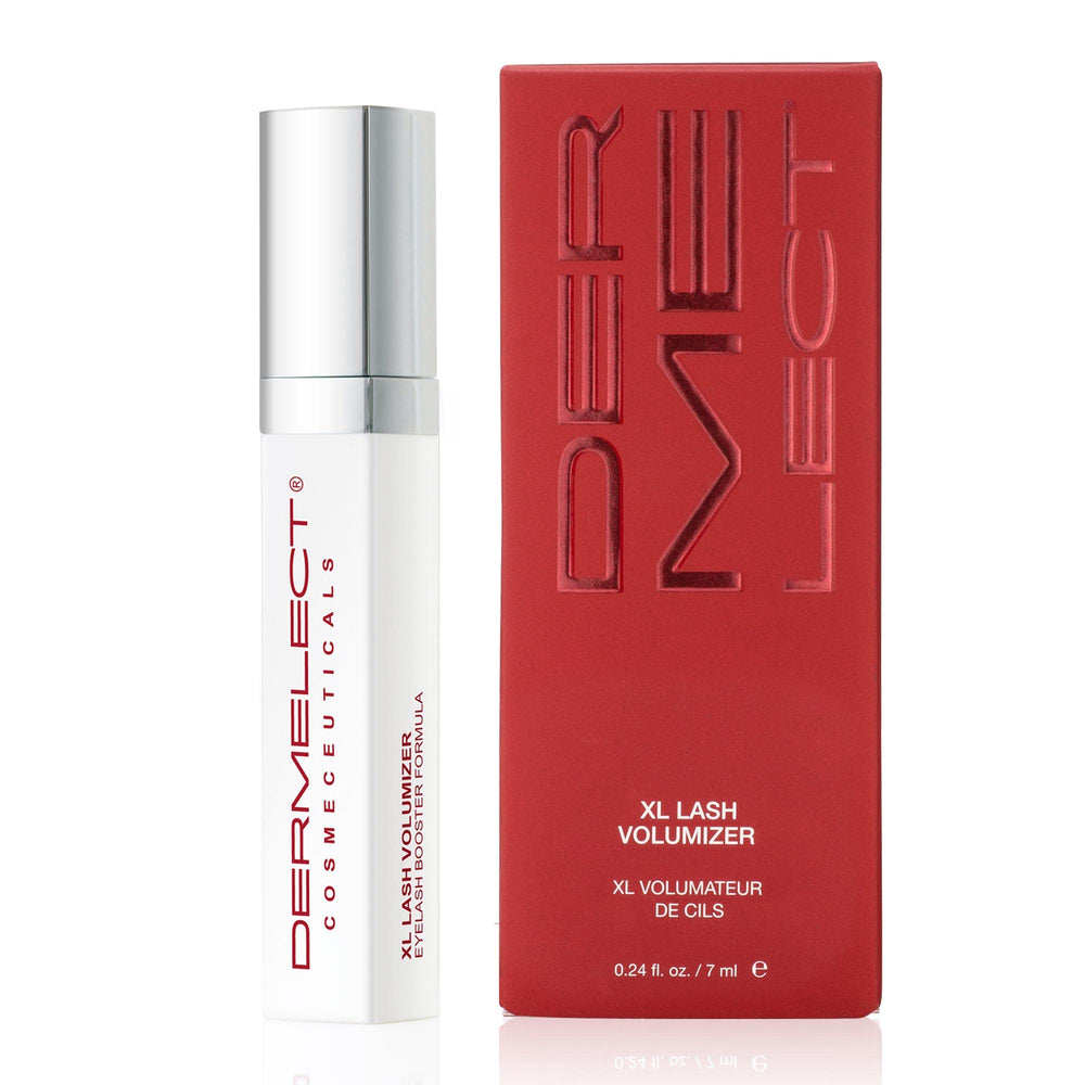 Dermelect XL Lash Volumizer bottle showcasing peptide serum for lashes and brows