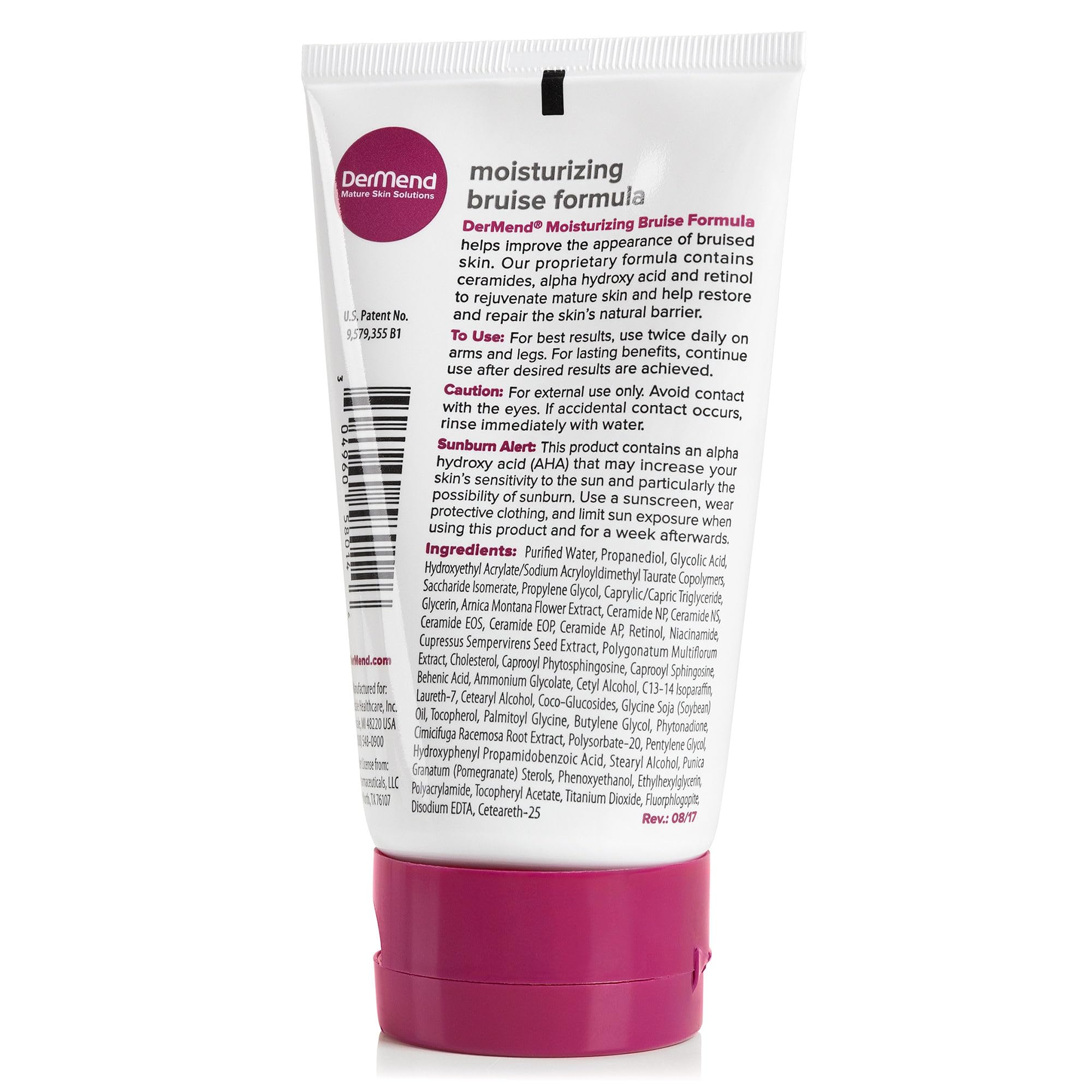 Dermend Arnica Bruise Cream label close-up highlighting ingredients.