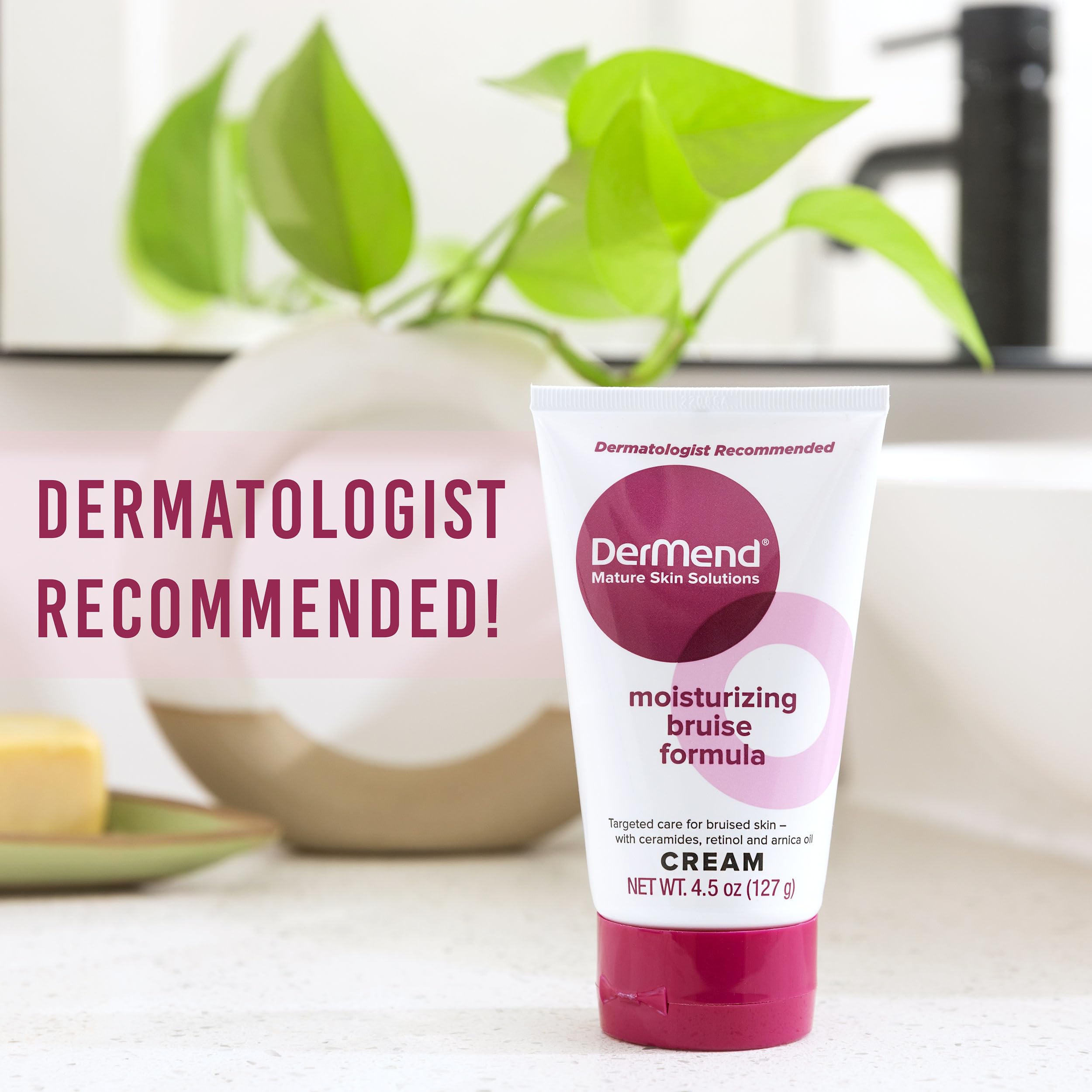 Dermend Arnica Bruise Cream packaging displayed on a shelf.