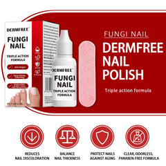 DERMFREE Gentle nail care close-up applying product on nail surface.