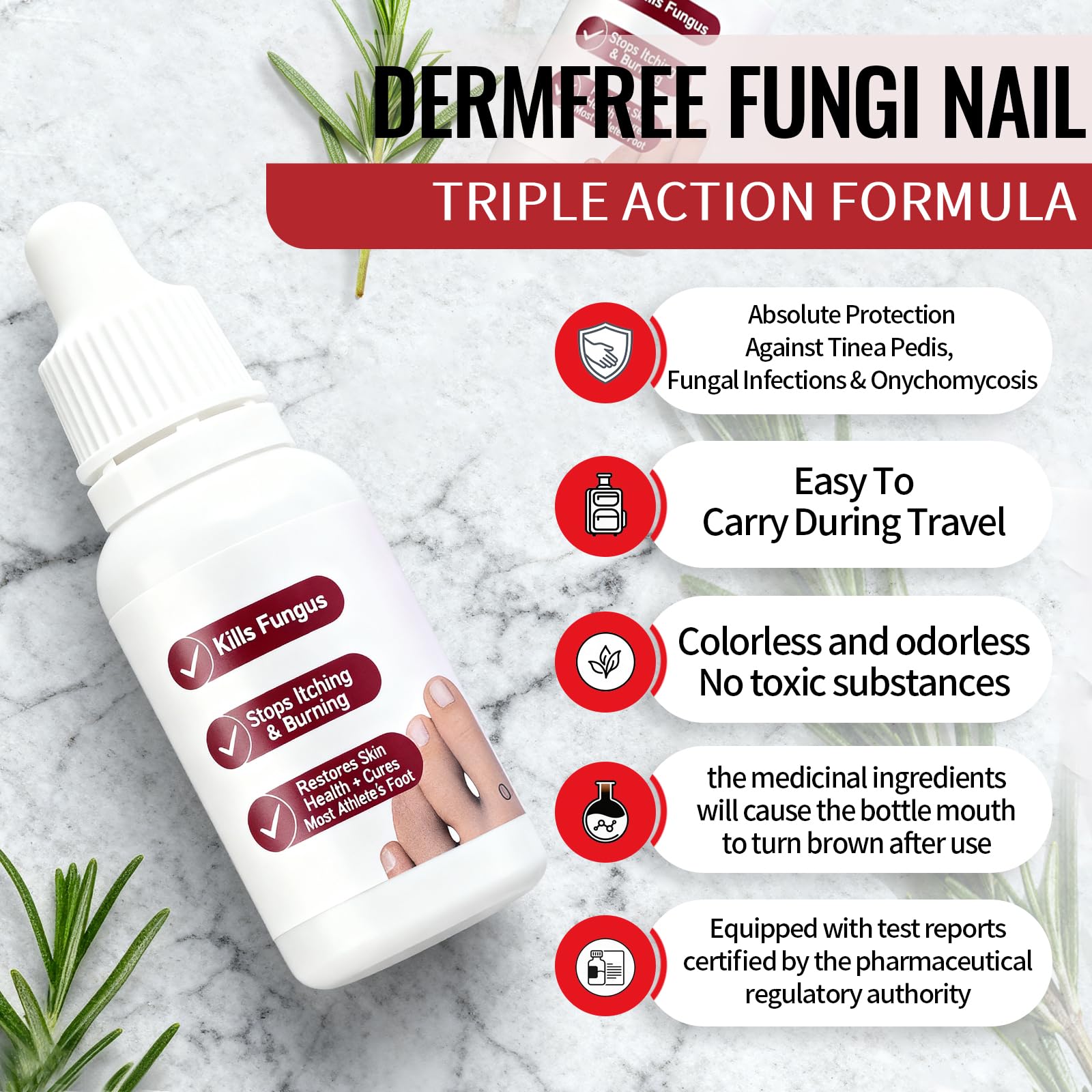 DERMFREE Nail Conditioning Solution showing fast-drying formula on nails.