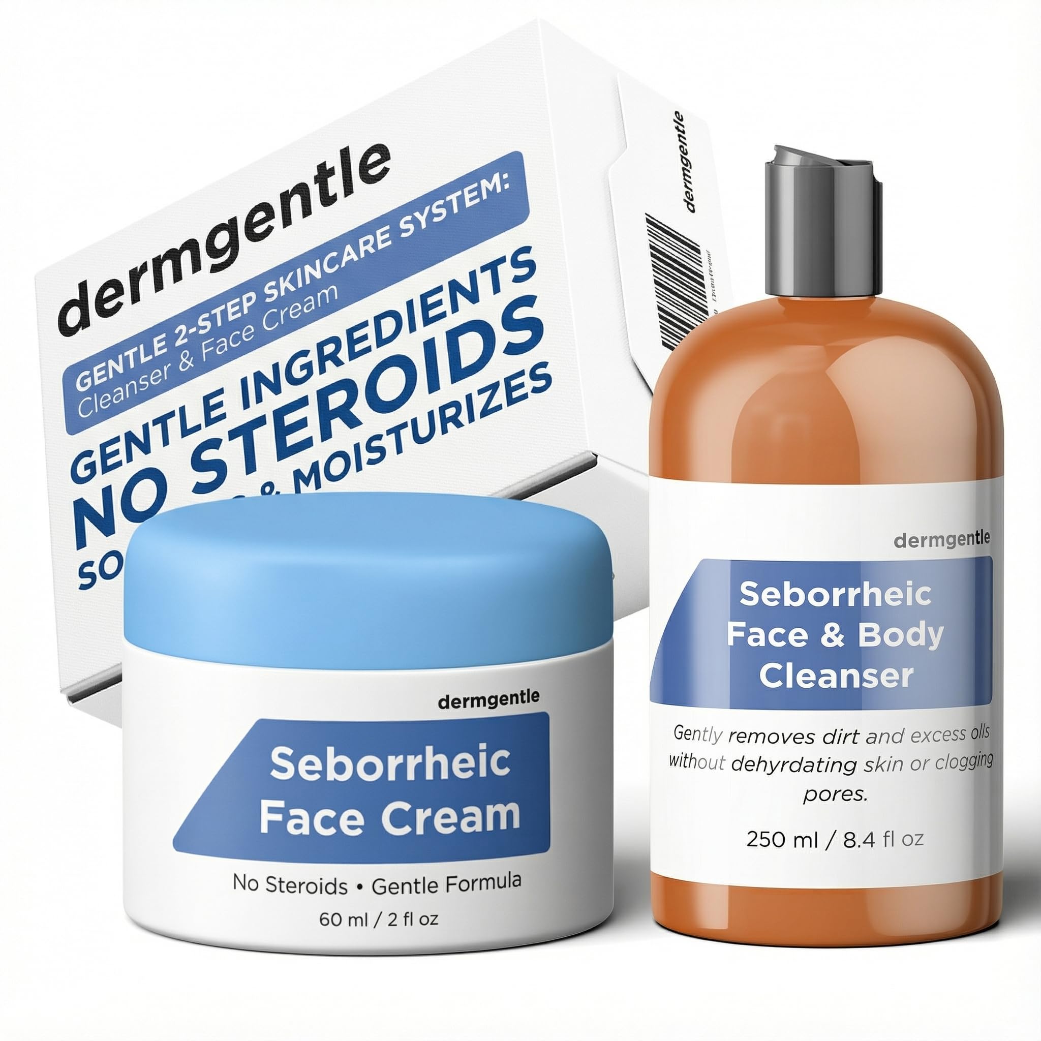 Dermgentle face cream bottle shows fast-absorbing hydration for sensitive skin.