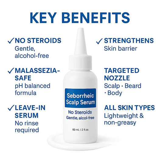 Dermgentle serum being applied to scalp for quick comfort.