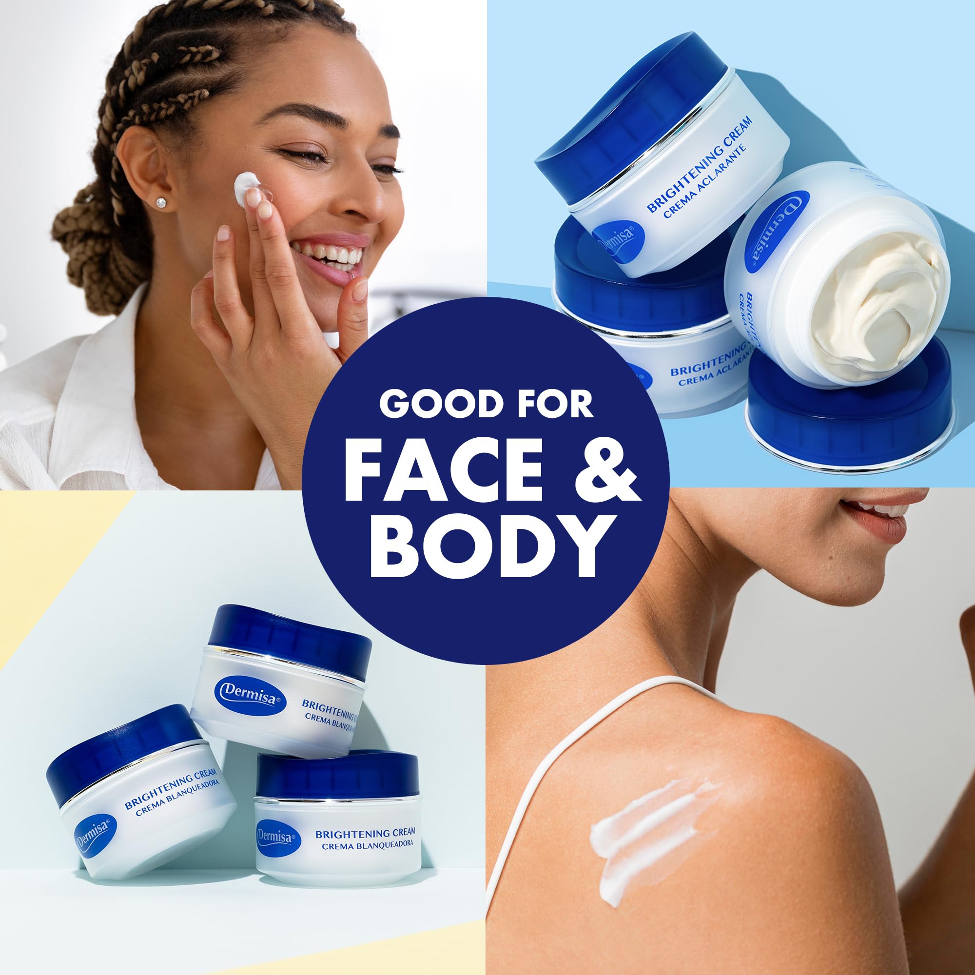 Dermisa Brightening Cream texture shown for smooth, hydrated skin