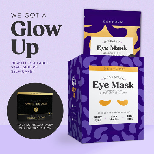 Dermora Golden Glow close-up of gold-toned patches for a luxurious feel.