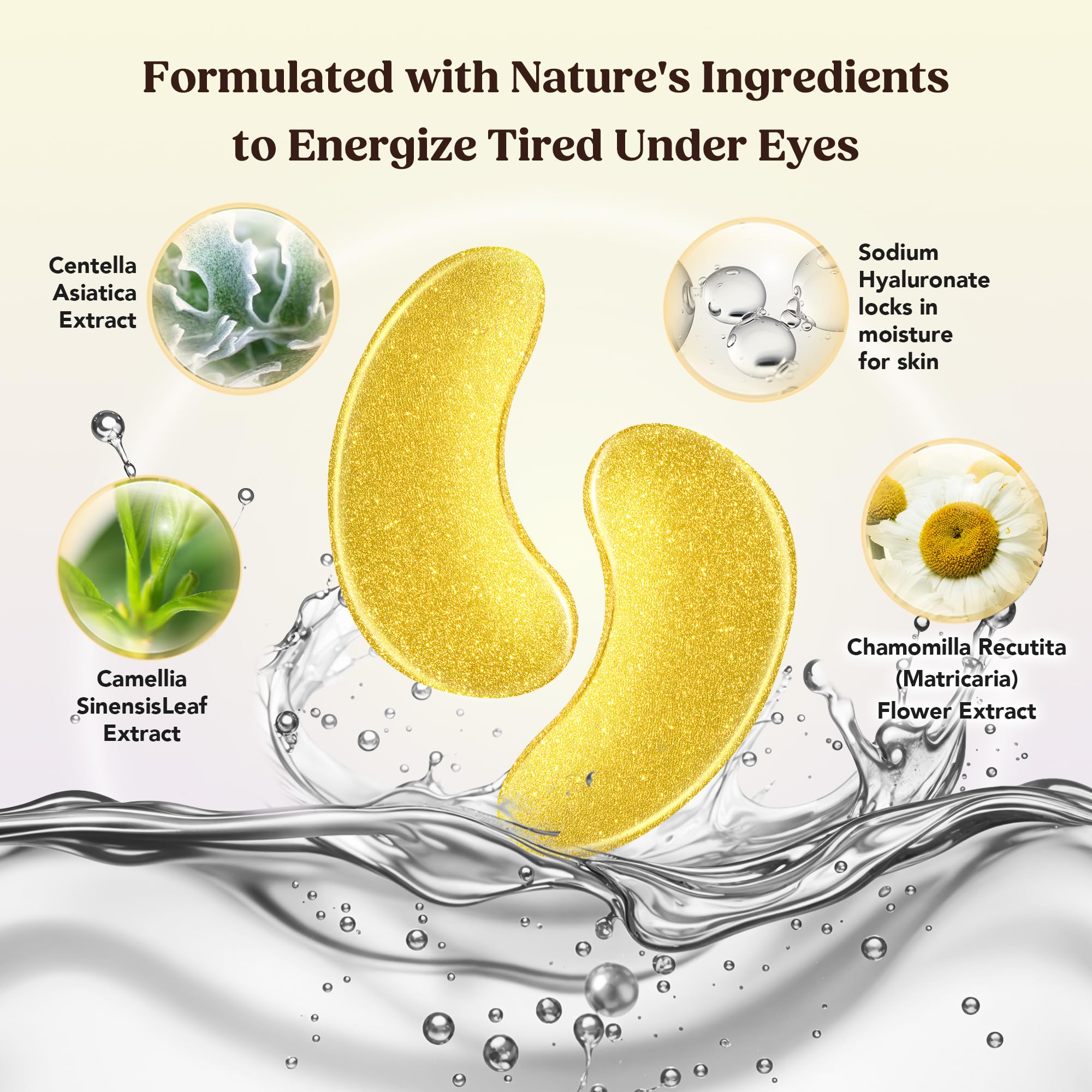 Dermora Golden Glow patches show a soothing gel texture for comfort.