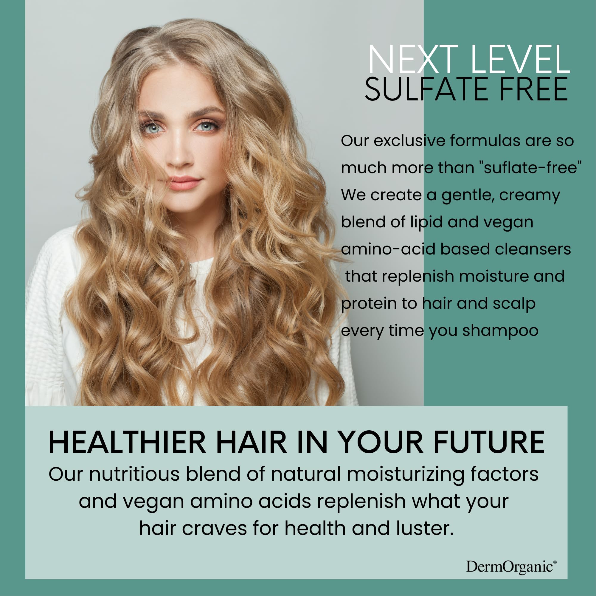 DermOrganic after-wash hair shows soft, manageable texture and natural shine.
