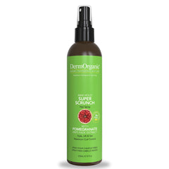 DermOrganic Super Scrunch Max Hold Hair Spray bottle for fast-drying strong hold