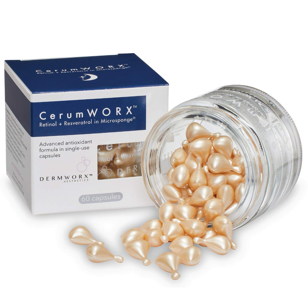 DermWORX CerumWORX night serum bottle for precise nightly application.