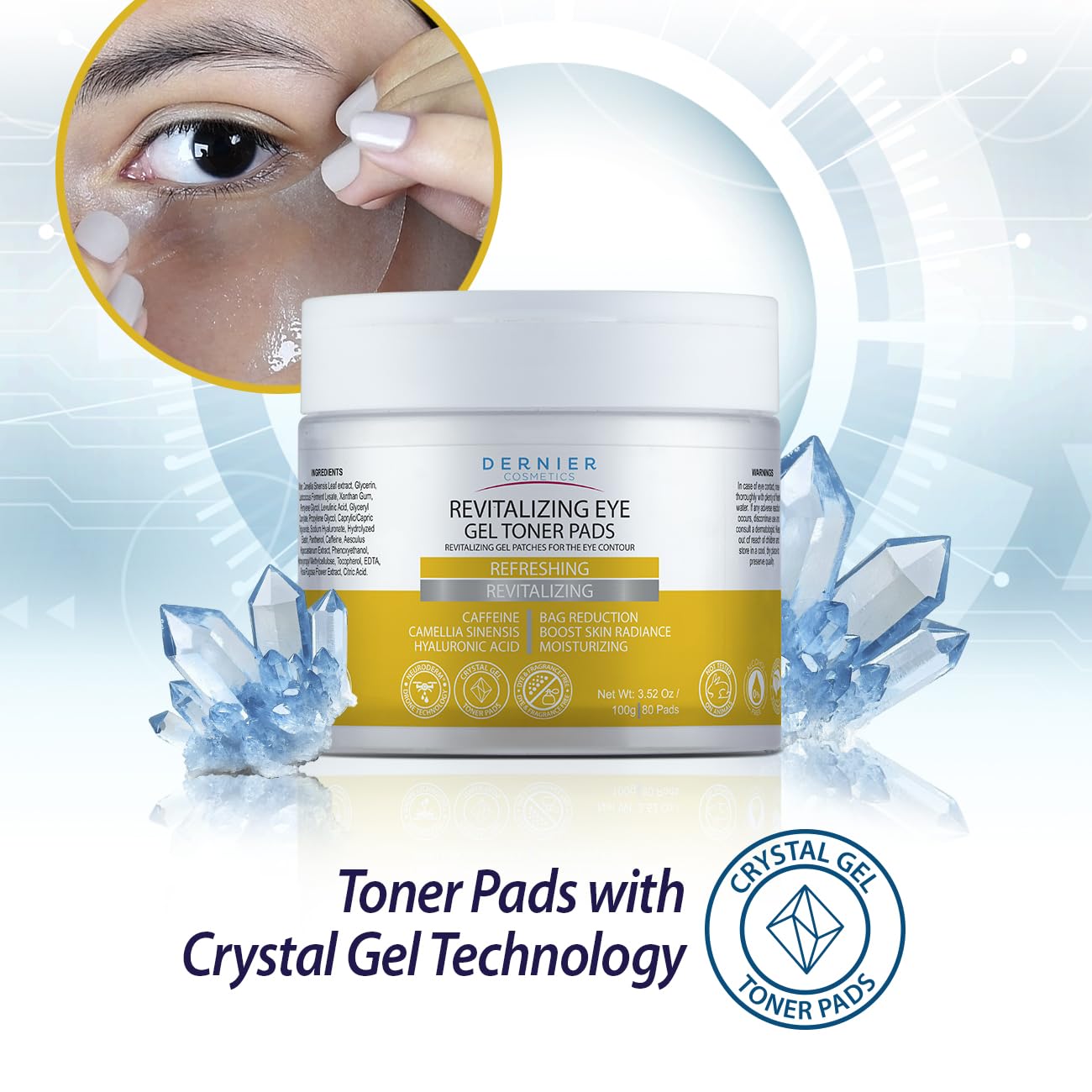 Dernier Under Eye Patches gel texture ready for gentle application.