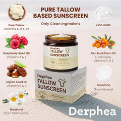 DERPHEA beef tallow base shown as skin-friendly formula.