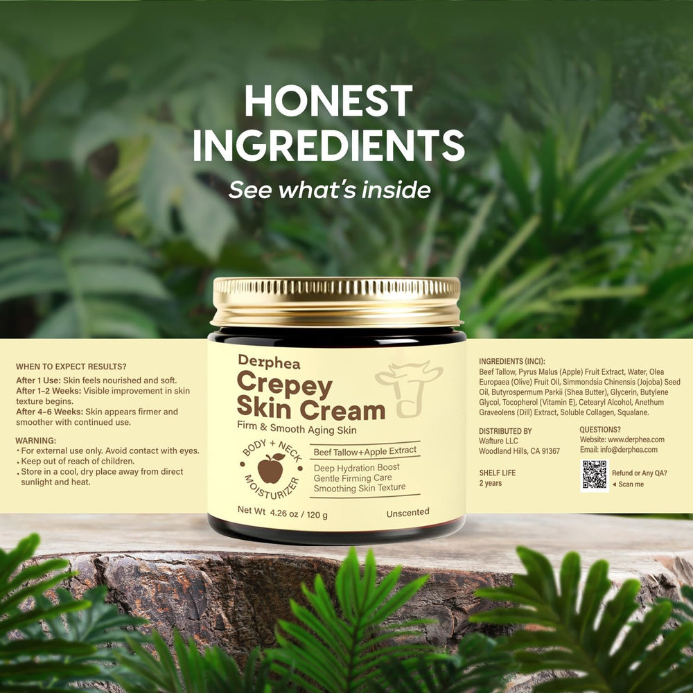 DERPHEA Crepey Repair Cream in a bathroom routine scene