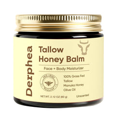 DERPHEA crepey skin repair cream jar closeup showing rich tallow texture for hydration