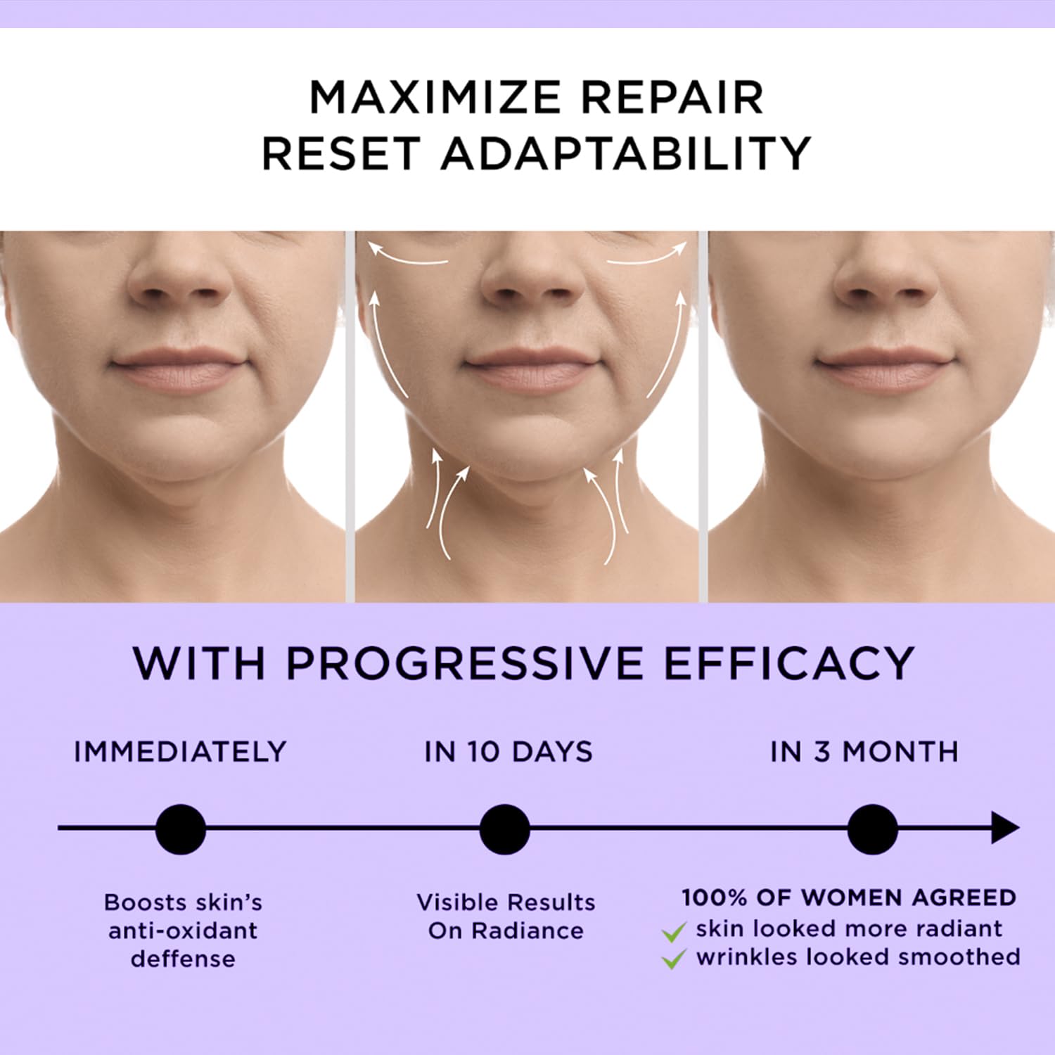 DERPHEA neck cream close-up shows hydrated, smooth skin.