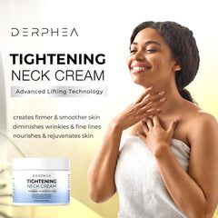 DERPHEA neck cream texture close-up highlighting hydration and smoothness.